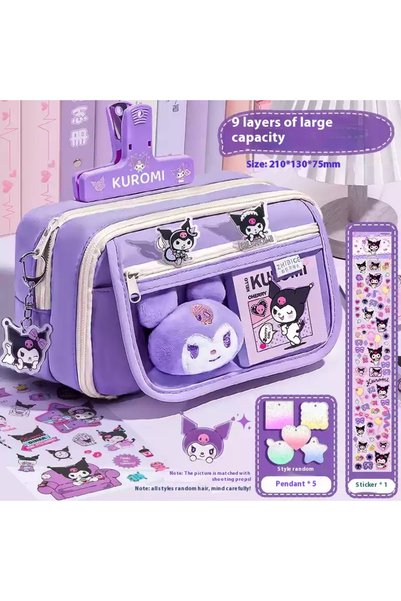 Choice A set Kuromi New Sanrio Kuromi Pencil Case Stationery For Junior High ...