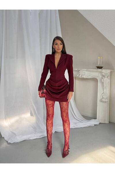 MAXMOOR ALINA Mini Elbise 1451- Bordo