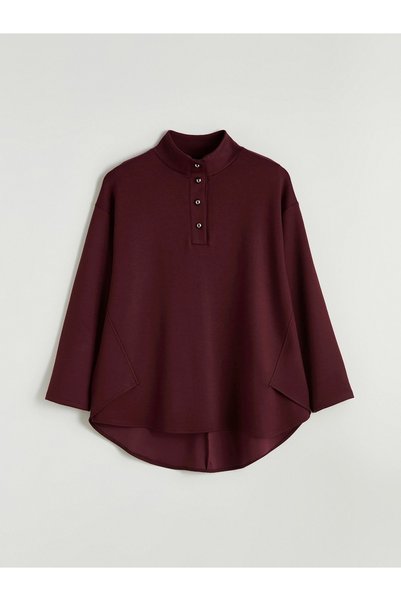 Burcia High Collar Women's Oversize Tunic Sweater
