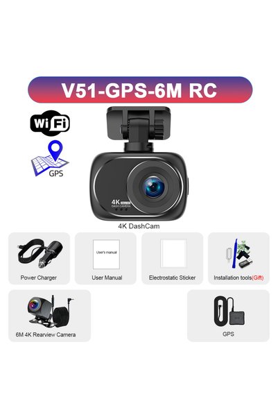 Choice كاميرا سيارة None V51-GPS-6M RC بدقة 4K UHD مع تسجيل ليلي ومسجل فيديو ...