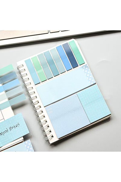Choice Blue BQB Spiral Notebook Sticky Notes Combo with Index Tabs, Pastel Co...