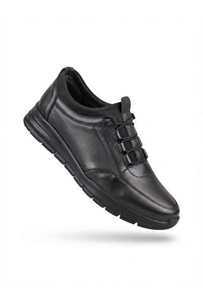 Elit Atc 1172 Black Genuine Leather Orthopedic Non-Slip Sole Winter Men's Shoes