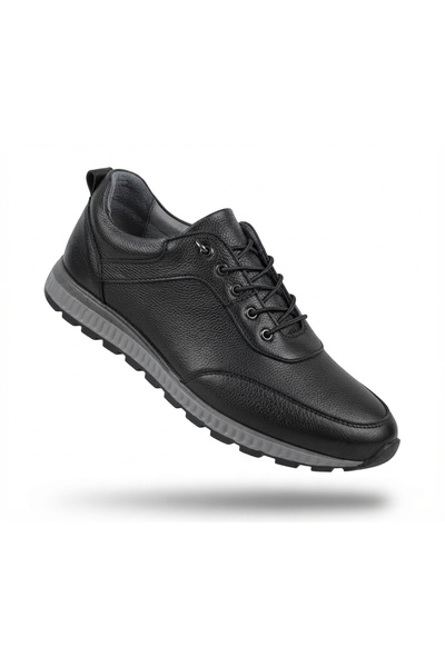 Elit Atc 0069 Black Genuine Leather Orthopedic Non-Slip Sole Winter Men's Shoes