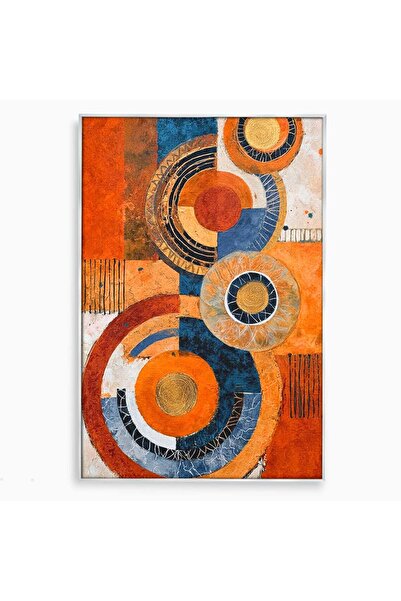Luxcanva Tablou Canvas Geometrie Circulara 70x100 cm cu Rama Argintiu Abstrac...