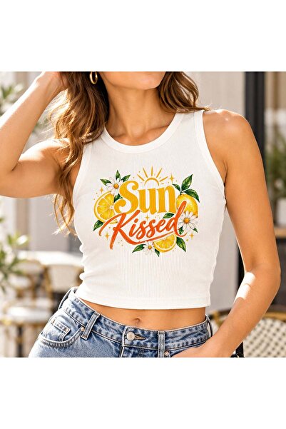 Bk Gift Zero Sleeve Ribbed Crop Blouse - Flexible Lycra Casual Crop-2
