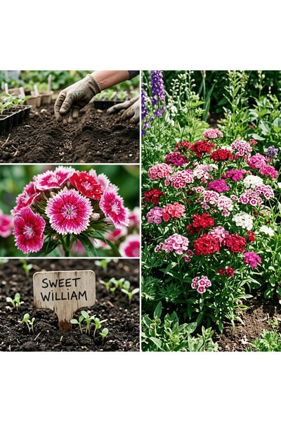 Bloom & Sow Seed بذور زهرة سويت ويليام ديانثوس المختلطة، أزهار متعددة الألوان...
