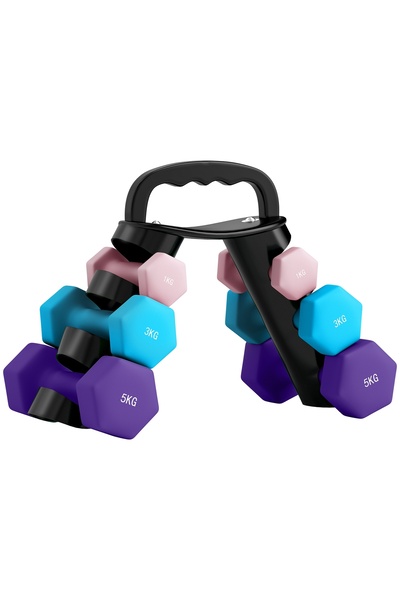 Generic Brand Set de gantere cu suport de depozitare: 6 gantere pentru antren...