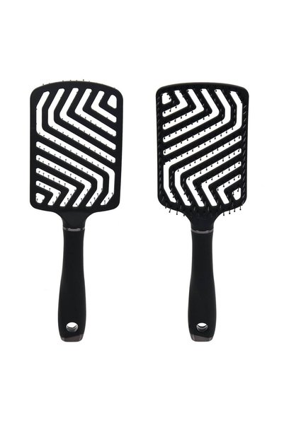 OEM Perie de păr pentru descurcare, pătrată, din plastic negru, cu model în z...