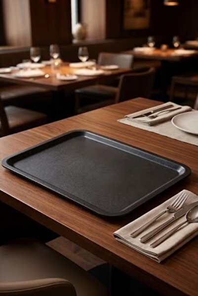 İkram Dünyası 10-Piece Polypropylene Tray 37*53 Non-Slip Self-Service Tray, C...