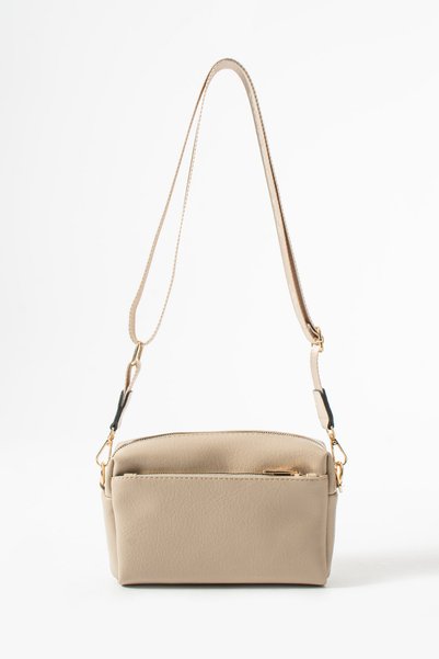 VIATOX Vx-1441 Women's 3-Compartment Faux Leather Wide Strap Crossbody Bag Kum