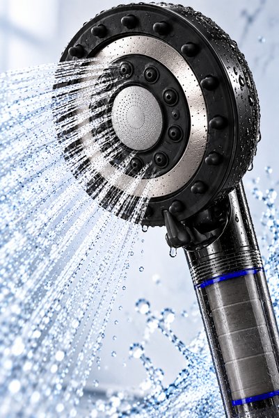 helinaria Shower Head with Chlorine and Lime Filters, 5 Different Water Flows, Massage Effect, Filtered Shower Head