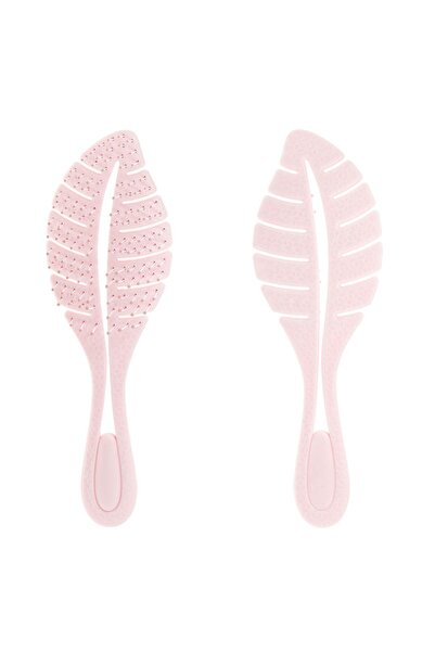 OEM Perie de păr din plastic roz cu design de pene ondulate 23cm