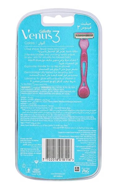 Gillette Venus 3 Colors Women's Razor, Pack of 3