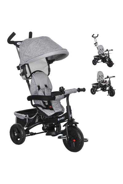 Generic Brand Tricicletă pentru copii 6-în-1 cu mâner de împins, copertină, c...