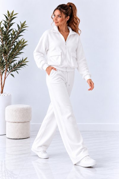Focus Light Women's Zipper Pocket Jacket and Wide Leg Pants Two-Piece Tracksu...