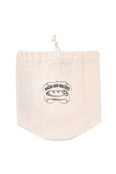 OEM Pungă bej din bumbac pentru pâine și biscuiți 31x32cm
