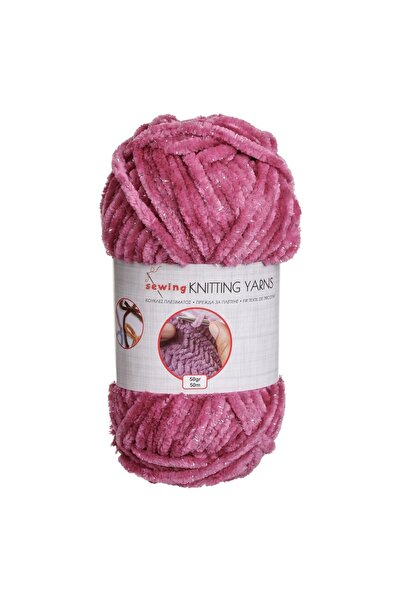 OEM Fir de tricotat magenta cu fir argintiu 50g