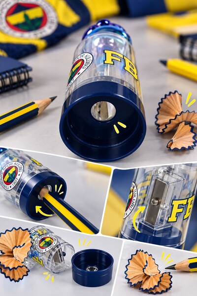 Fenerbahçe قلم حبر جاف أصفر بتصميم كرة القدم مع شكل مُرخص، قطعة واحدة، دفتر جيب ديكوموس، هدية