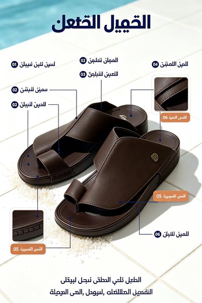 Saudi Step شباشب رجالية بمنصة سميكة وجانب ثابت | نعل داخلي طري يقلل الضغط، مض...