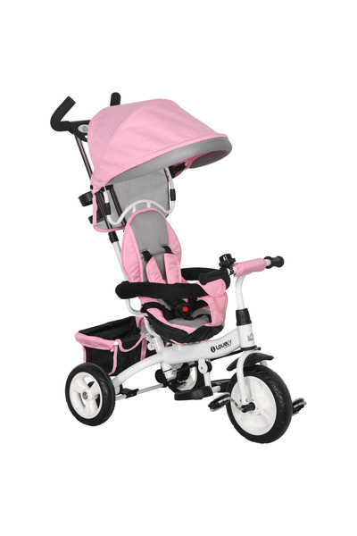 Generic Brand Tricicletă pentru copii 6-în-1 cu mâner de împins, copertină, c...