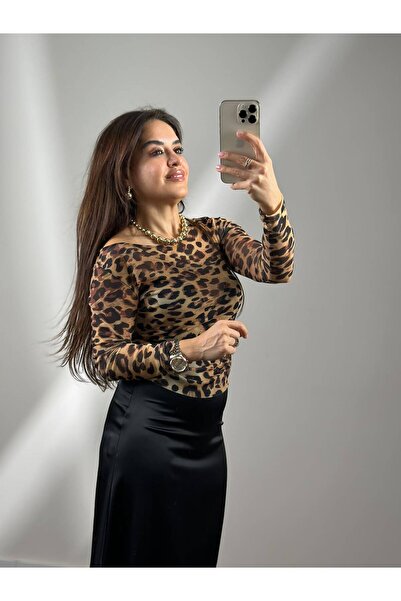 Uzun Kollu Tül Bluz Lpn264809 leopar