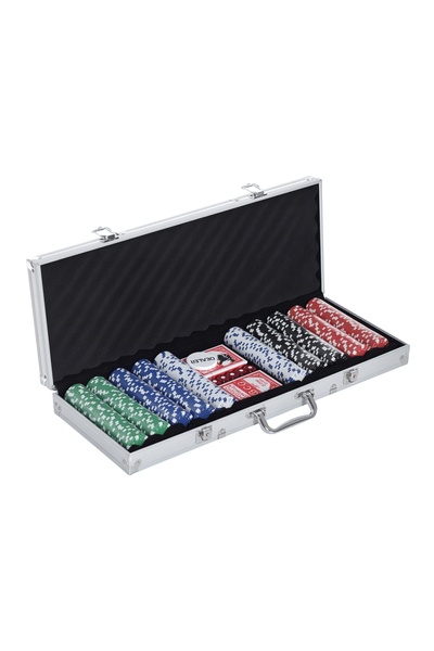 Generic Brand Set de poker: 500 jetoane, 2 pachete de cărți, 5 zaruri – Cutie...