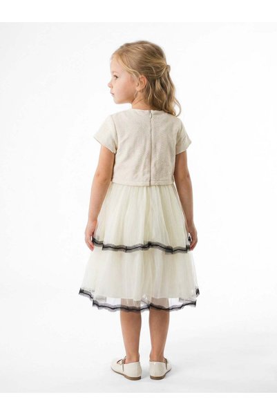 XO Kids Black Bow and Ribbon Detailed Tulle Princess Model Children's Dress 3-7 Years 4427-1