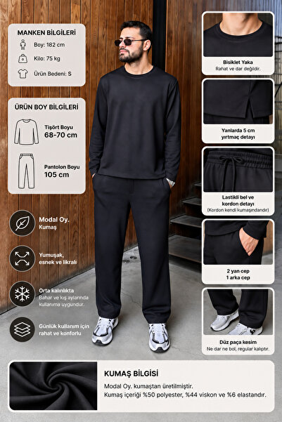 JESSE STORY Men's Modal Vote. Fabric Comfortable Tracksuit Set, Regular Fit, Elastic Waist, Pockets, Anti-Pilling, Casual Sports Set Code: Jsm26Et-001
