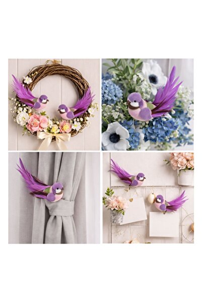 OEM Decoratiuni de Perdea Pasari Mov 15cm - 2buc – accent decorativ pentru ca...
