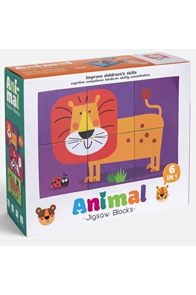 CBD CORAL BEST DEALS Cuburi Puzzle cu Animale din Junglă, Cub 6 cm