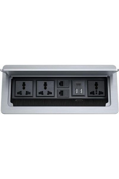 DKURVE Power Socket Box for Conference Table – Desk Mount Extension Hub with ...