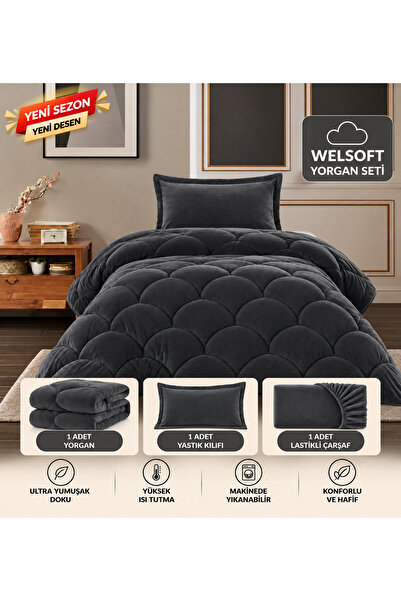 cs ilkim Tek Kişilik Premium Çift Taraflı Wellsoft Yorgan Seti – (Yorgan+Çarş...