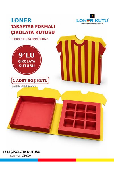 Loner Kutu Çikolata Kutusu Taraftar Forma Tasarımlı 9 lu Çikolata Kutusu Tara...