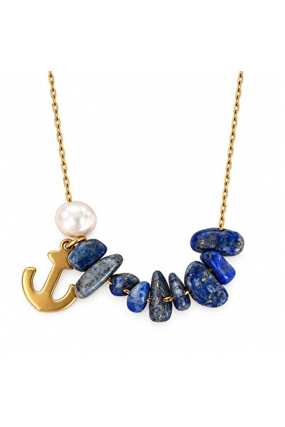 JİMNY JEWELRY Kiyi Pearl & Natural Stone Steel Necklace