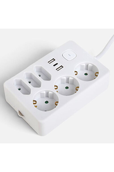 CBD CORAL BEST DEALS Prelungitor cu 6 Prize, 2 USB și 1 USB-C, Cablu 1,2 m