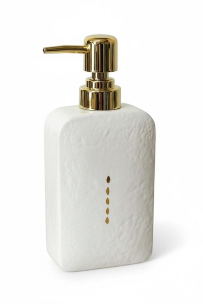 ALBETTO Shiny Surface Porcelain Liquid Soap Dispenser Cream, Gold Pump 300ml