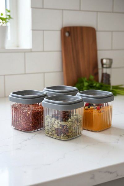 Suo Home Vistro 4-Piece Small Size Glass Vacuum Storage Container with 2-Way Lid That Can Be Stacked / Breakfast Container (700 ml)