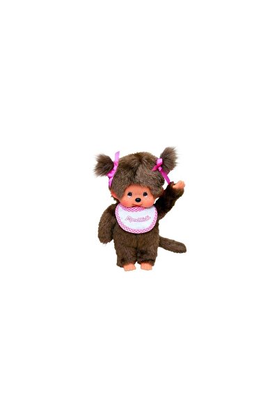 Sekiguchi Monchhichi Jucărie de pluș Fată cu bavețică roz și albă 20 cm