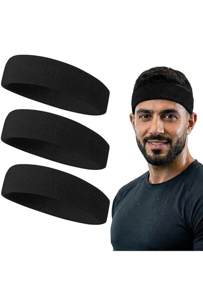 Proxima Direct Sweatbands, 3 Pack Sports Headbands for Men Women Girls Boys, ...