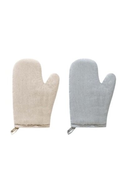 Morvena Picks 2 bucăți Mănuși de bucătărie din bumbac și in pentru copt, grăt...