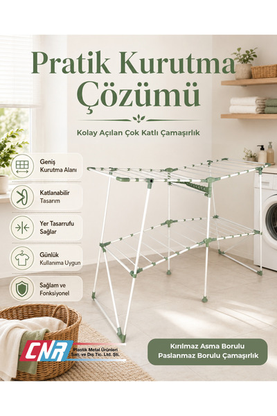 Çamaşır Kurutmalık Rasia Özel Paslanmaz Borulu Kırılmaz Borulu Çamaşırlık De-Monte Kolay Kurulum