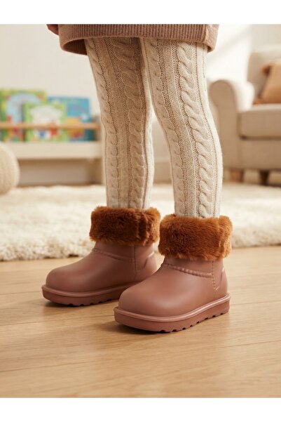 SGF KIDS kahverengi yağmur ve kar botu içi kürklü su geçirmez çocuk botu