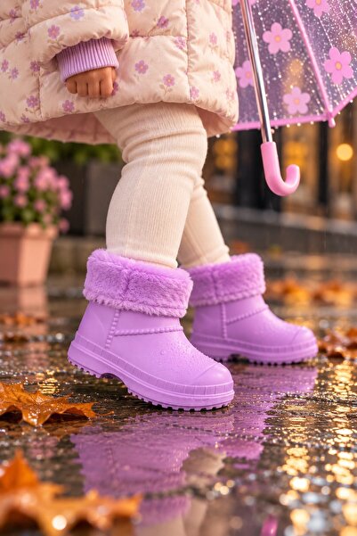 ALTUNTAŞ Geta Waterproof Fur Lined Girls' Eva Rain Snow Boots