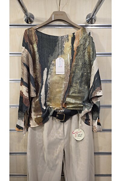 Park Moda بلوزة إيطالية مرسيريزد مزخرفة ومذهبة
