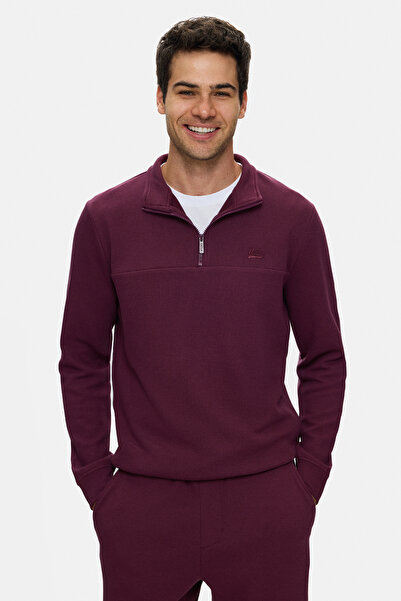 UCLA Zeon Burgundy Half Zipper Embroidered Standard Fit Men's Sweatshirt