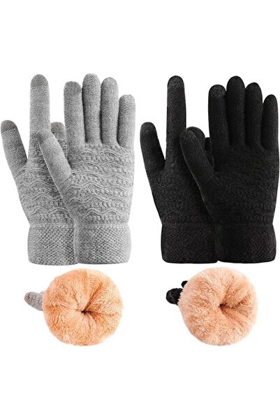 Morvena Picks 2 perechi, Mănuși călduroase din fleece cu strat dublu, Mănuși ...