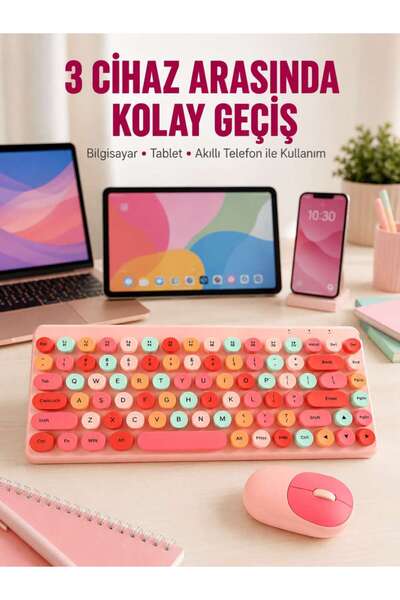 BİN1ÇEŞİT Bluetooth Klavye ve Mouse Kombinasyonu – USB Alıcılı, Kompakt, Uzun Ömürlü Yeni Nesil