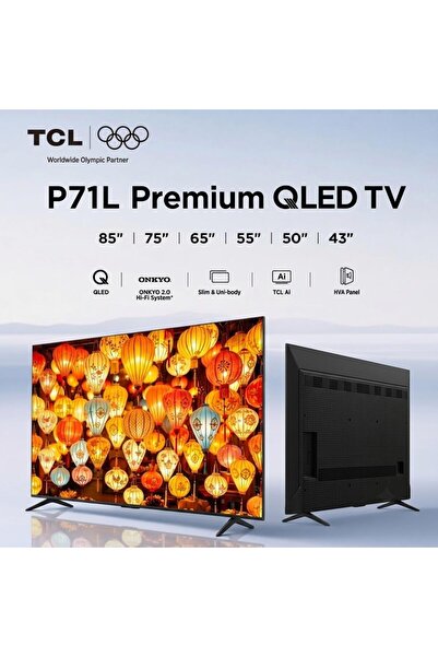 TCL تلفزيون ذكي 65 بوصة P71L بتقنية QLED ودقة 4K (موديل 2026)، شاشة QLED مع نظام Google TV، معالج AiPQ، تقنية الذكاء الاصطناعي، Dolby Vision، HDR10+، نطاق ألوان DCI-P3 بنسبة 93%، نظام صوت Dolby، تقنية DTS Virtual X، ميزة Game Master - 4K 65P71L