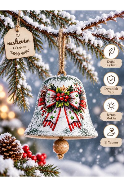 4 tane ÖZEL SERİ EI Yapımı Noel Çanları yılbaşı süsü