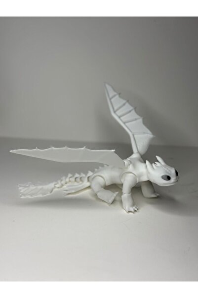 Generic Brand Figurină Dragonul Furia Nopții Toothless, Alb, cu coadă și arip...